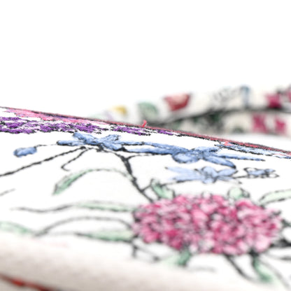 Canvas Embroidered Large Florilegio Book Tote White Multicolor