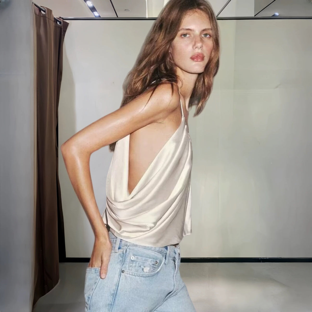 Blusa Over Satén nude