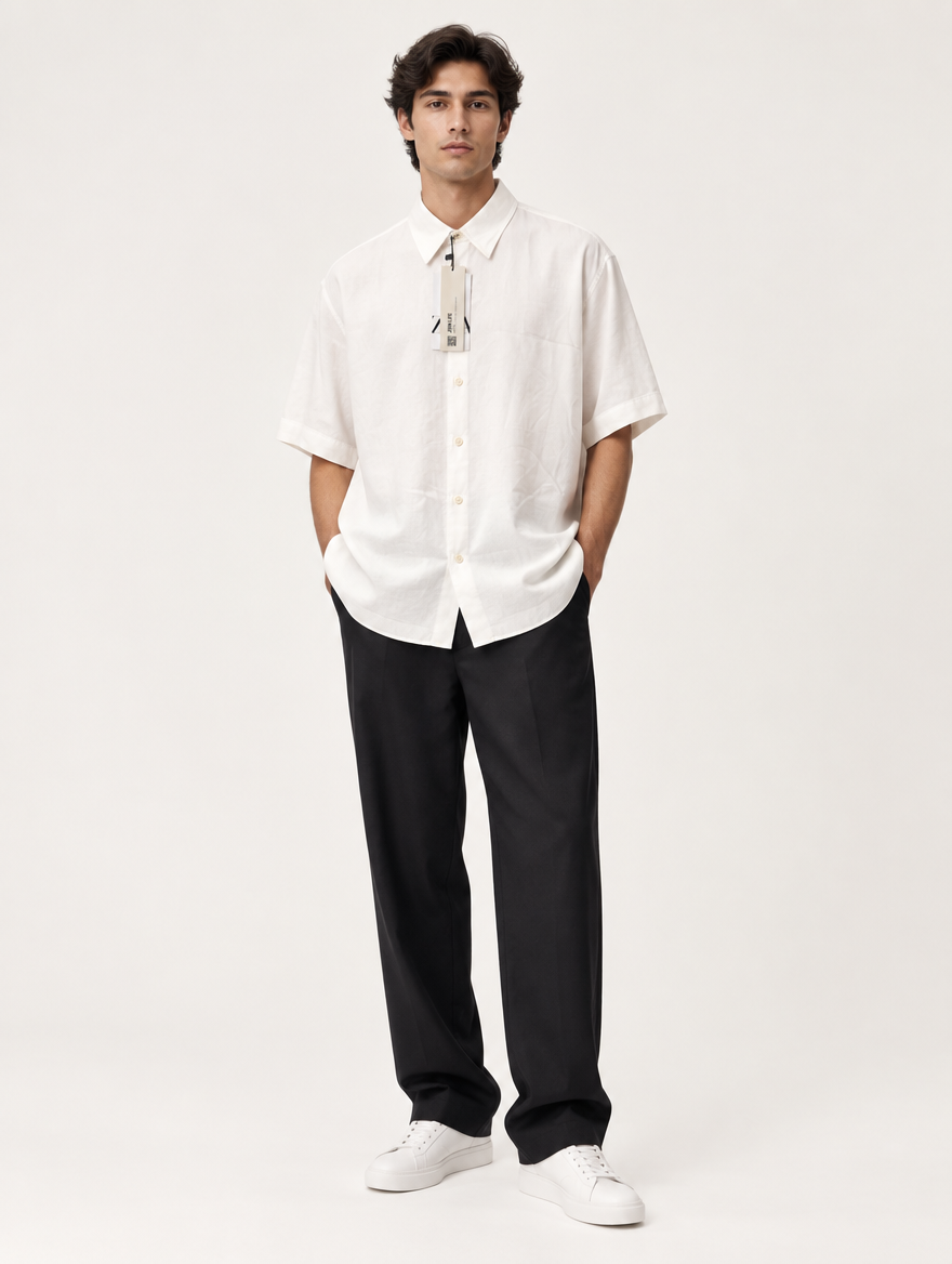 Camisa Satin Blanco L - foto editorial