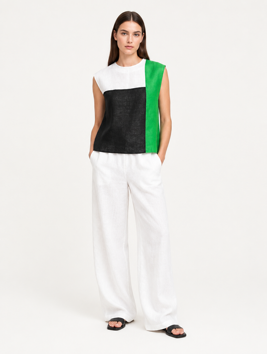 Top Zara Lino sin mangas - foto editorial