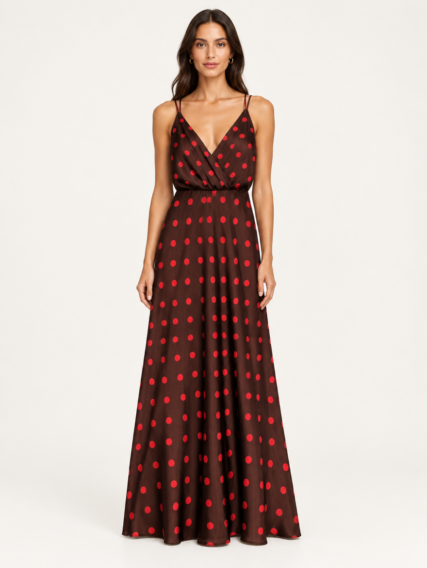 Vestido Polka Dot satén - foto editorial