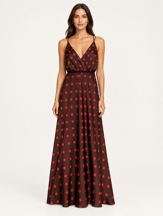 Vestido Polka Dot satén - foto editorial