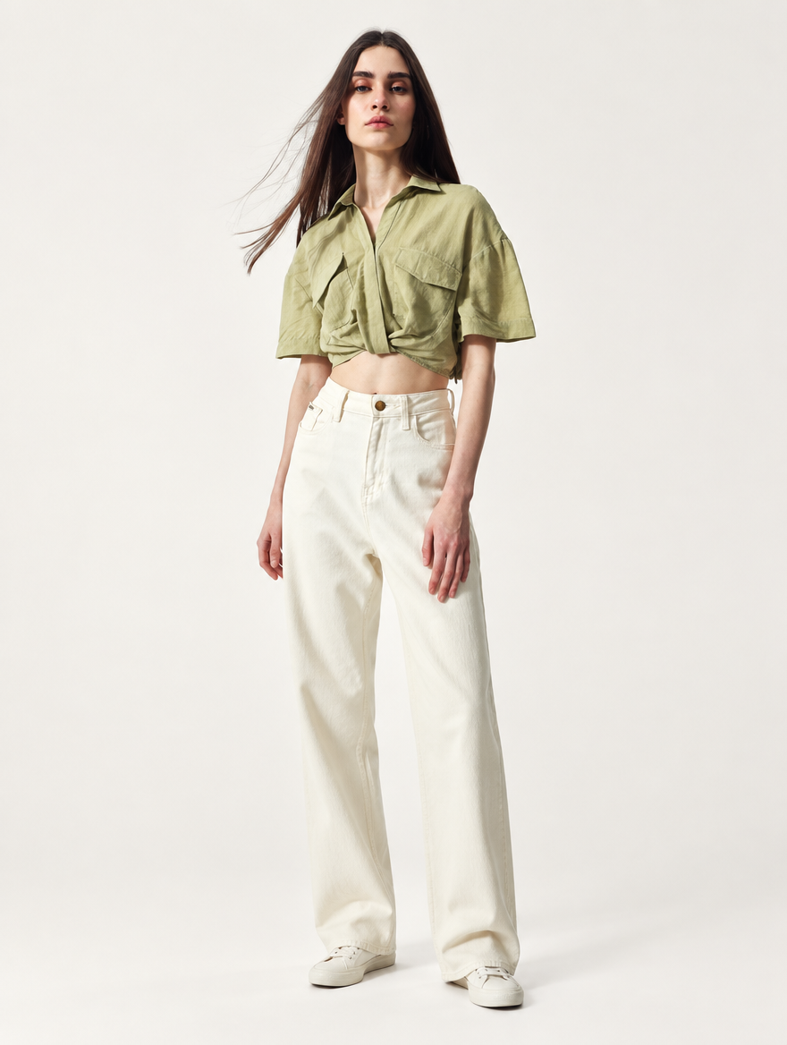 Camisa Safari oversized con lazo - foto editorial