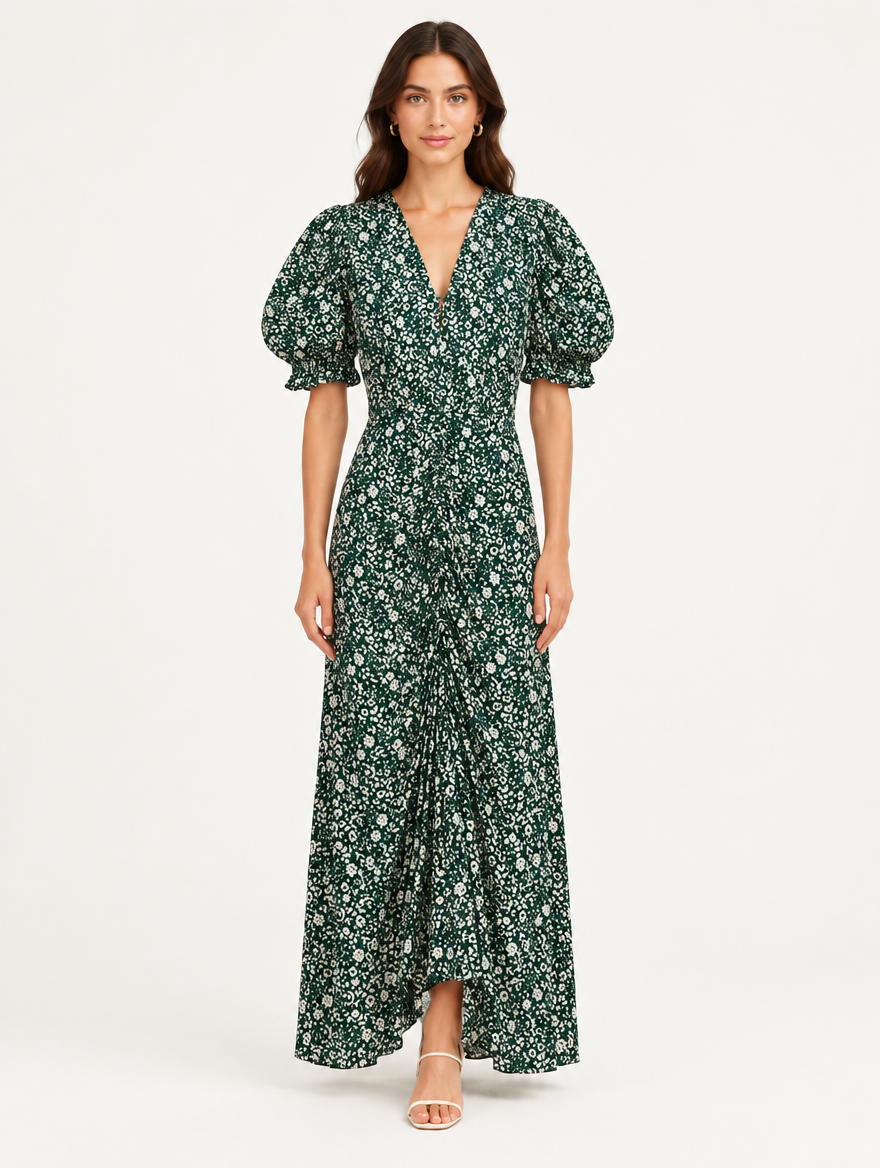 Vestido Zara Midi Floral M/C talle S - foto editorial