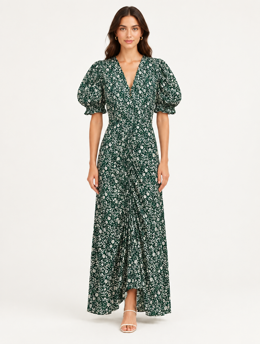 Vestido Zara Midi Floral M/C talle S - foto editorial