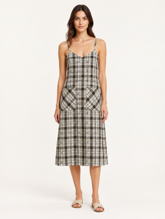 Vestido Zara Scotch con breteles talle M - foto editorial