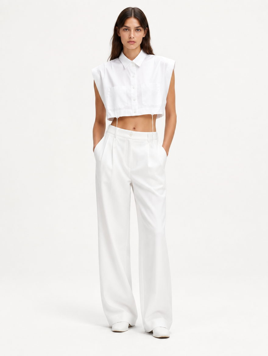 Camisa Zara Cropped con cordon talle M - foto editorial