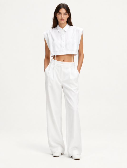 Camisa Zara Cropped con cordon talle M - foto editorial