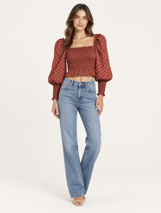 Blusa seda Moteada talle M - foto editorial