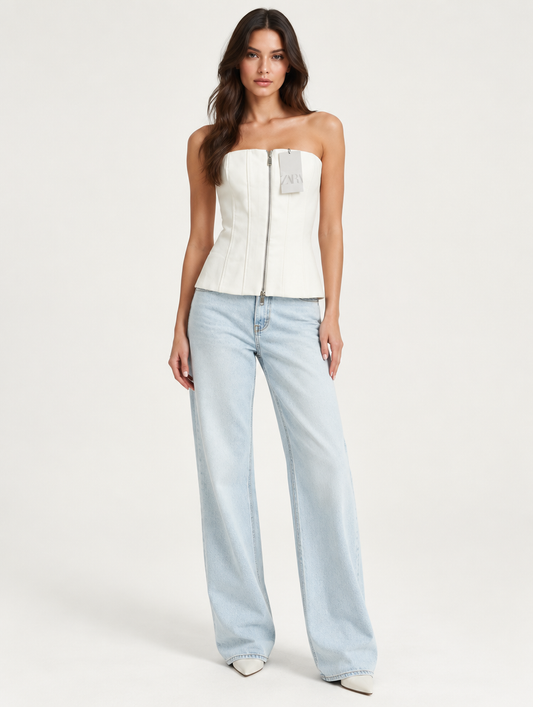 Corset Zipped blanco talle M - foto editorial